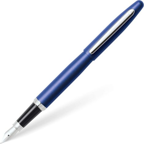 Sheaffer VFM Neon Blue Fountain Pen with Chrome Trim and Fine Nib