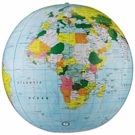 Inflatable Light Blue Political Globe 16-inch 