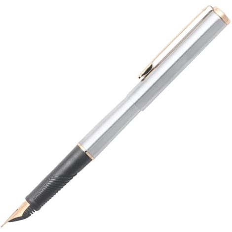 Sheaffer Agio Compact Brush Chrome Gold Trim  Fountain